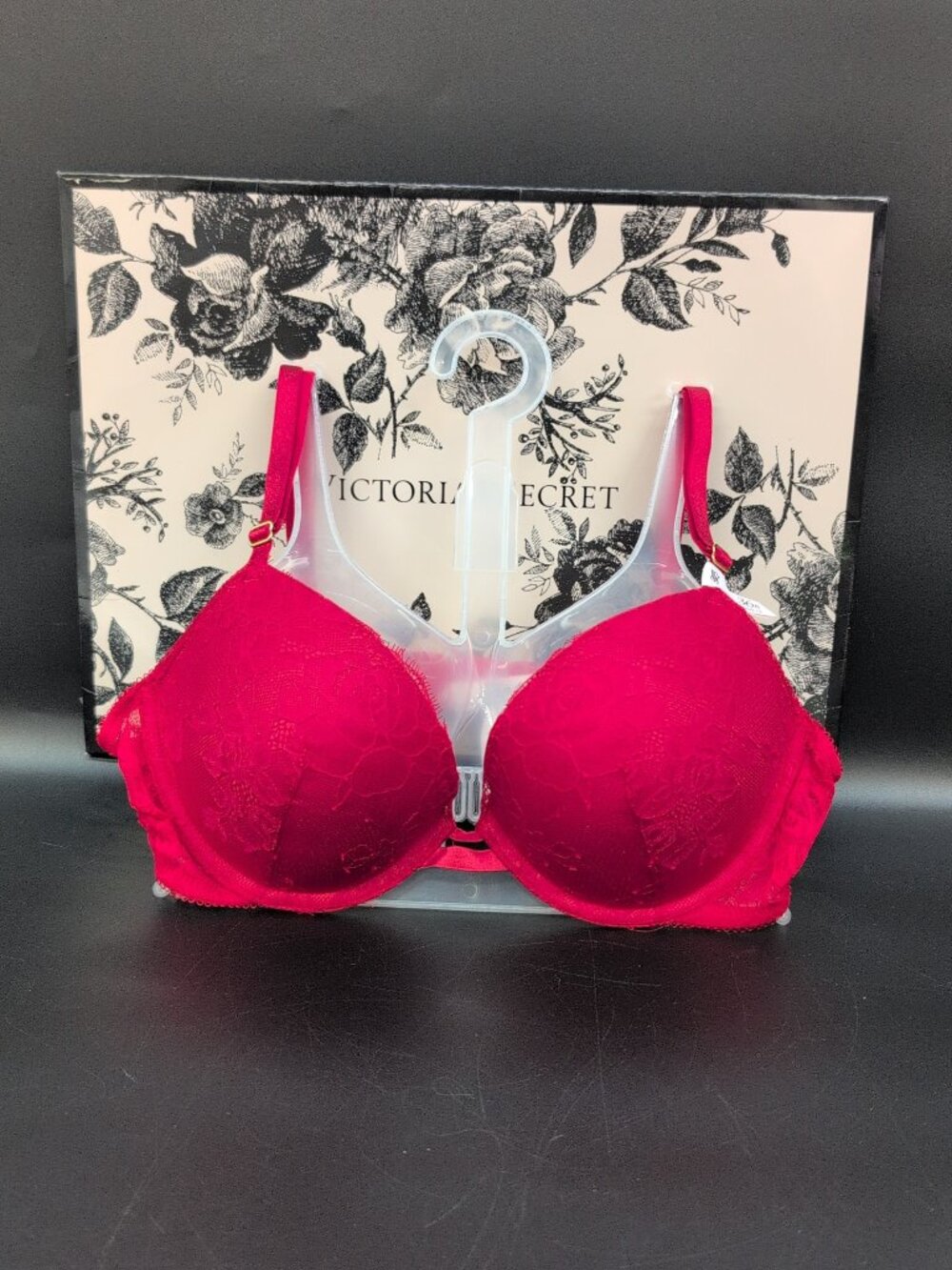 Victoria Secret Very Sexy Rose Lace Push Up Underwire Bra 36B Lipstick